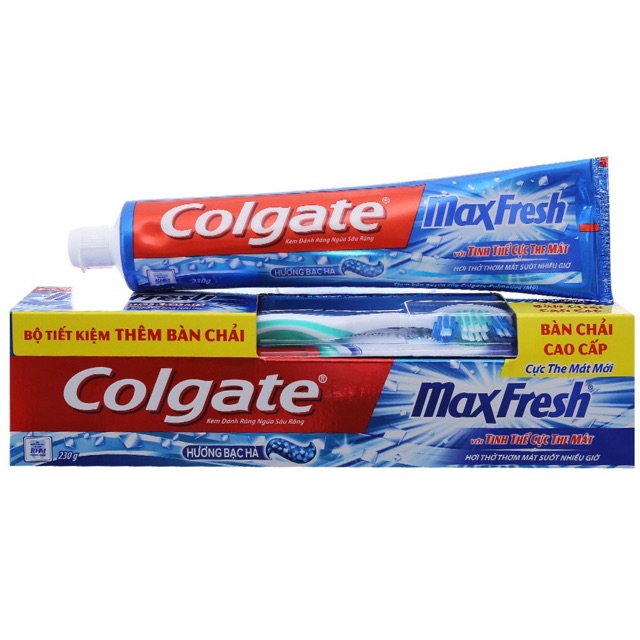 Kem đánh răng Colgate MaxFresh bạc hà 230ml tang bàn chải