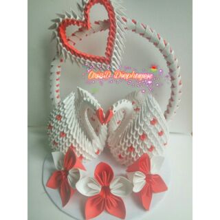 Cặp thiên nga origami 3d (quà tặng độc lạ, 8/3, valentine 14/2, 20/10, sinh nhật)