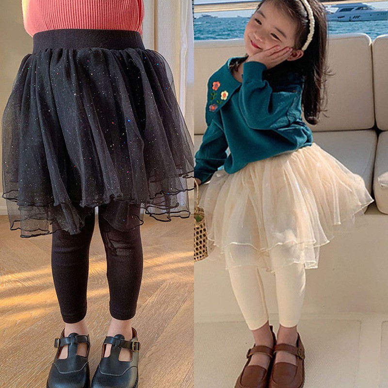 Baby Girls' Sweet Canopy Skirt Skirt Pants Solid color Net Gauze Trousers Summer