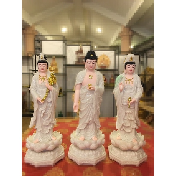 Bộ 03 tượng Tây Phương Tam Thánh 45cm  composite và Đá