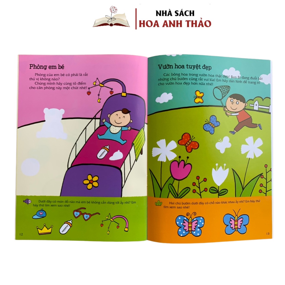 Sách - 300 miếng bóc dán thông minh nhận biết hình dạng nâng cao khả năng sáng tạo và tư duy cho bé combo 6 quyển