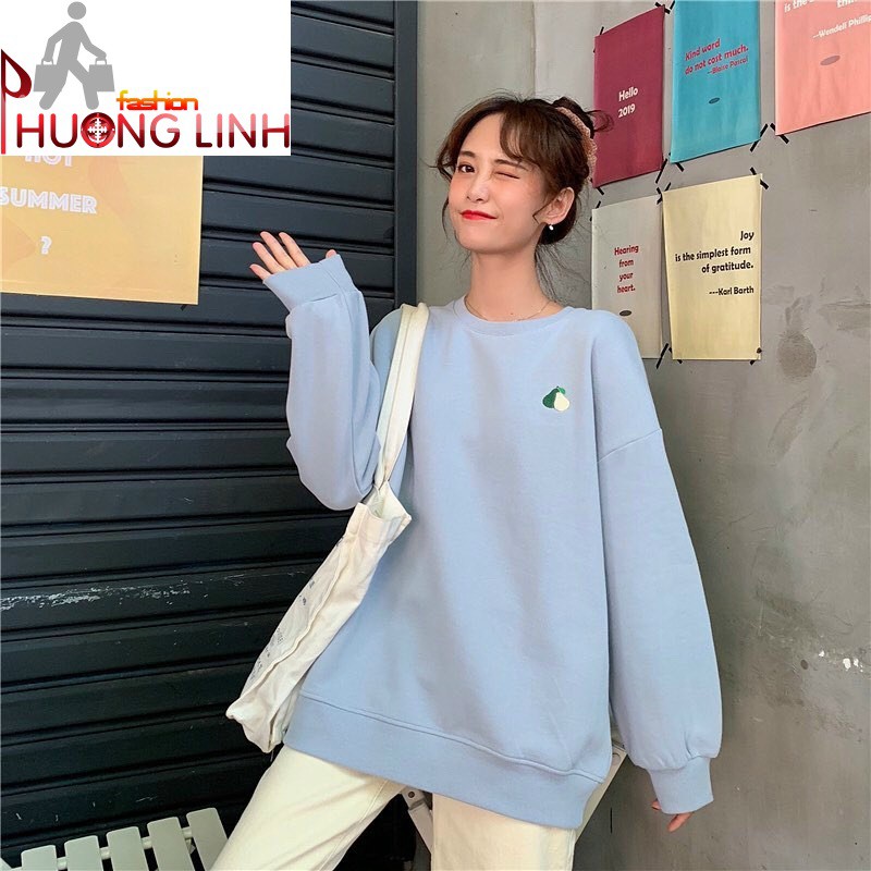 Áo nỉ cổ tròn sweater unisex thêu hình trái cây siêu hot - Trang phục thu đông - Áo nỉ mùa lạnh | BigBuy360 - bigbuy360.vn