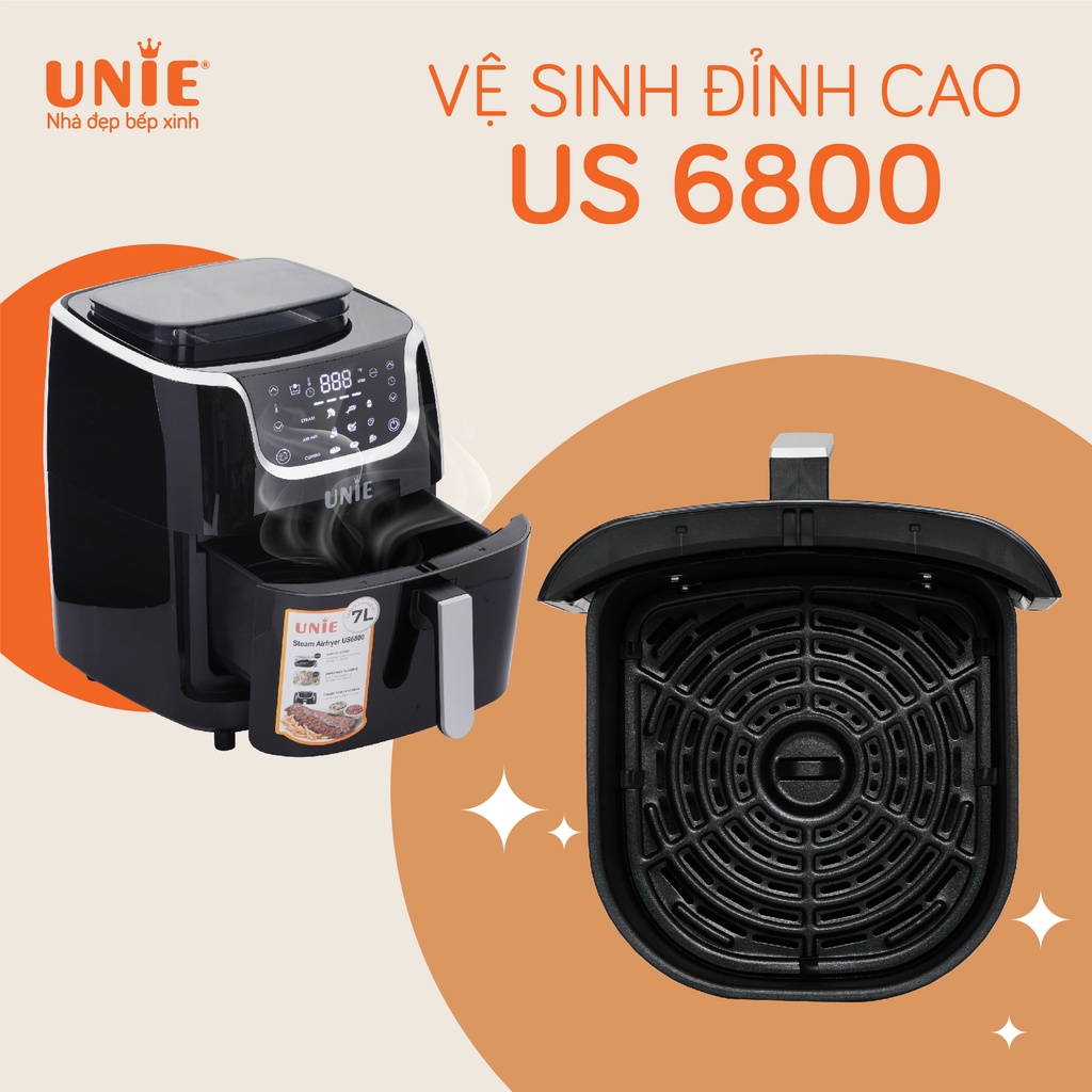 Nồi chiên không dầu hơi nước UNIE US 6800 | 9 chế độ cài sẵn | Hàng chính hãng | Bảo hành 12 tháng