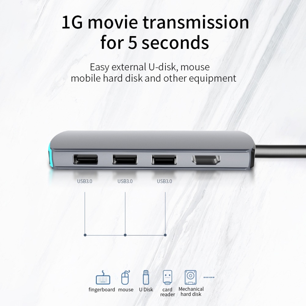 Bộ Chuyển Đổi Cổng Type C Sang 4k Hdmi-Compatible Usb 3.0 Pd Cho Macbook Air