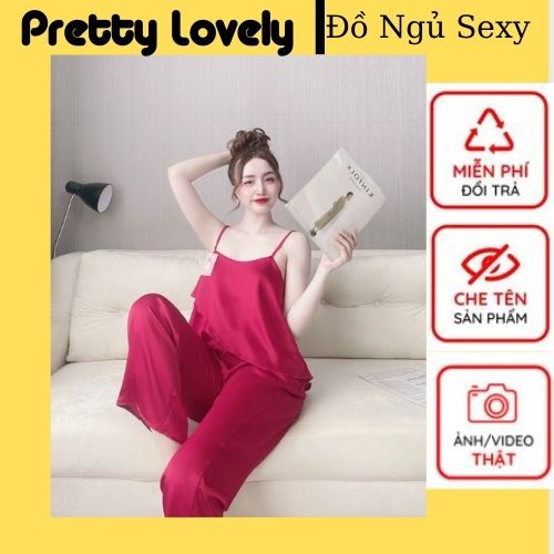 Đồ Bộ Nữ Đồ Ngủ Lụa Cao Cấp⚡FREESHIP⚡  Đồ Lụa Mặc Nhà , Bộ 2 Dây Tầng Quần Dài Gợi Cảm Sang Chảnh.