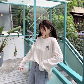 ÁO THUN TAY DÀI THÊU (KÈM VIDEO HÌNH THẬT)