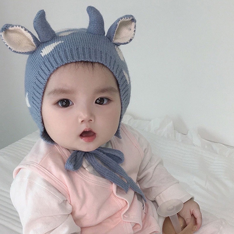 Mũ Dệt Kim Dày Dặn Ấm Áp In Họa Tiết Hoạt Hình Dễ Thương Thời Trang Thu Đông Cho Bé Sơ Sinh