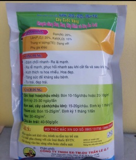 Phân bón NPK 20-20-15+TE gói 200gram