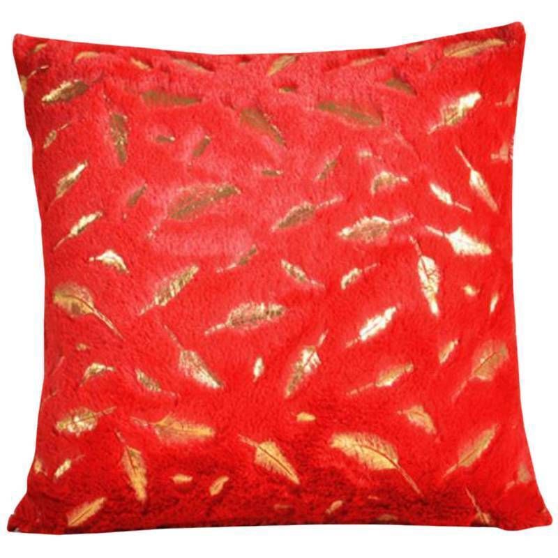 Soft Fur Pillow Cases Feather Pattern Cushion Cover Luxury Sofa Home Decoration