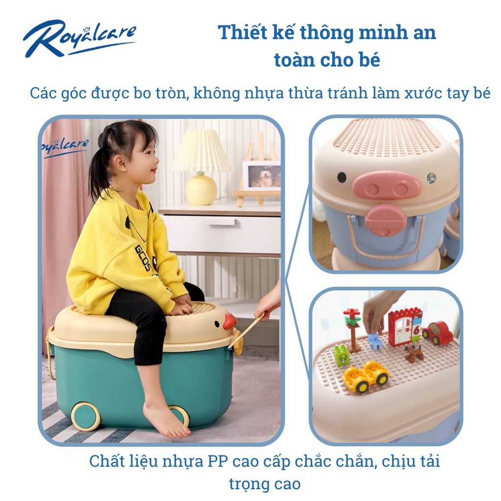 Thùng đựng đồ chơi có bánh xe đa năng ROYALCARE 8800/8637 cùng bé tạo thói quen gọn gàng, ngăn nắp