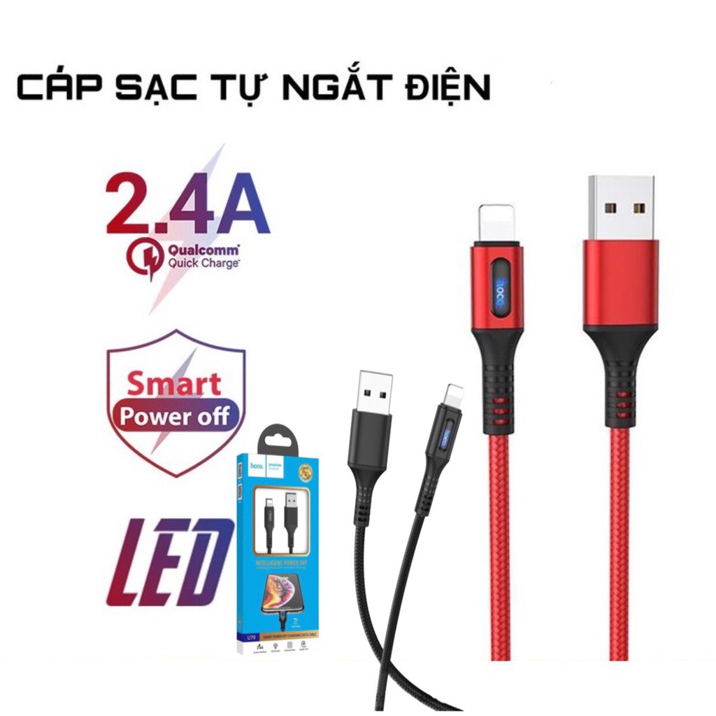 Cáp Sạc Nhanh Hoco U79  Cho Dòng Iphone Có Chế Độ Tự Ngắt Thông Minh