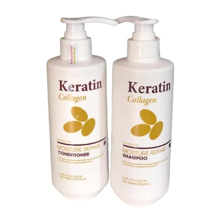 Cặp Dầu Gội Và Xả Keratin Colagen Moisture Repair Shampoo Giúp Cấp Ẩm Nuôi Dưỡng Tóc Giảm Gãy Rụng Kích Mọc Tóc 500ml