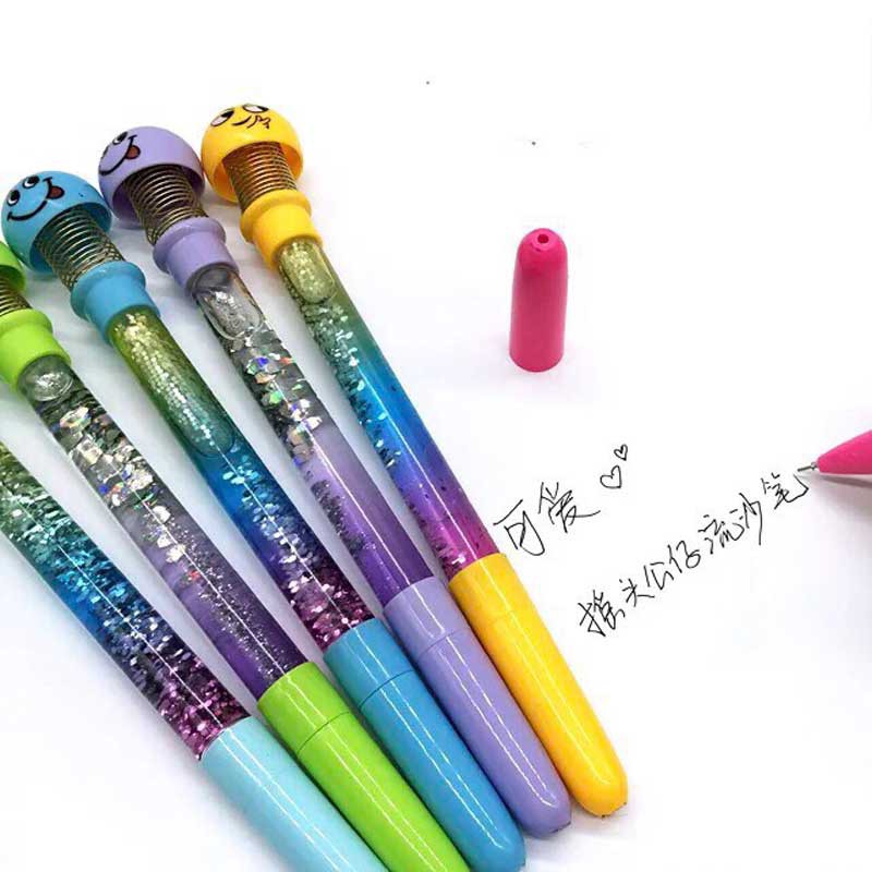 Bút Bi, Bút Nước Có Thú Emoji Có Kim Tuyến, Bút Mực Đen Emoji Kim Tuyến Nhiều Màu