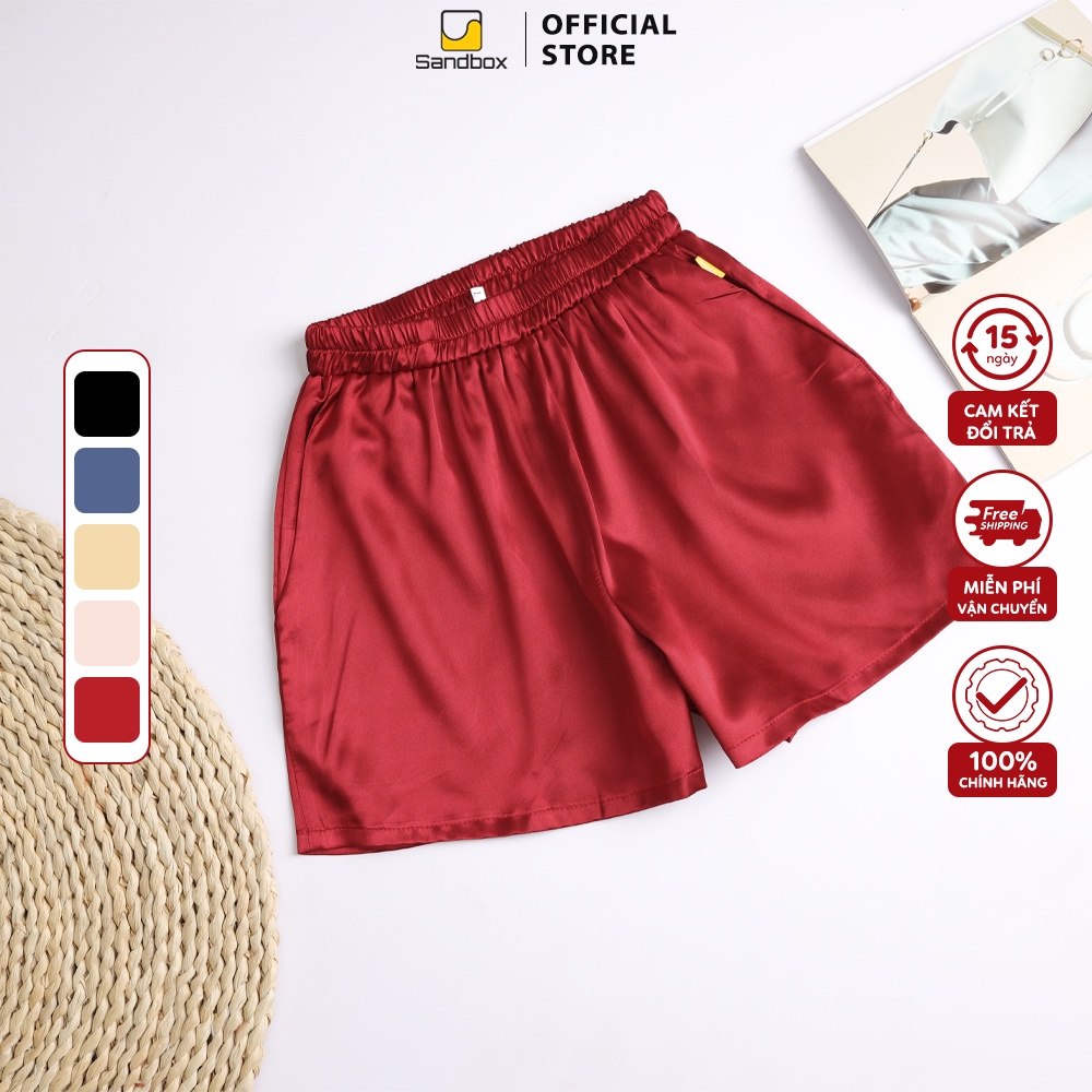 Quần Short Nữ SANDBOX Lụa Satin Cao Cấp Mềm Mịn,Thoáng Mát, Form Rộng