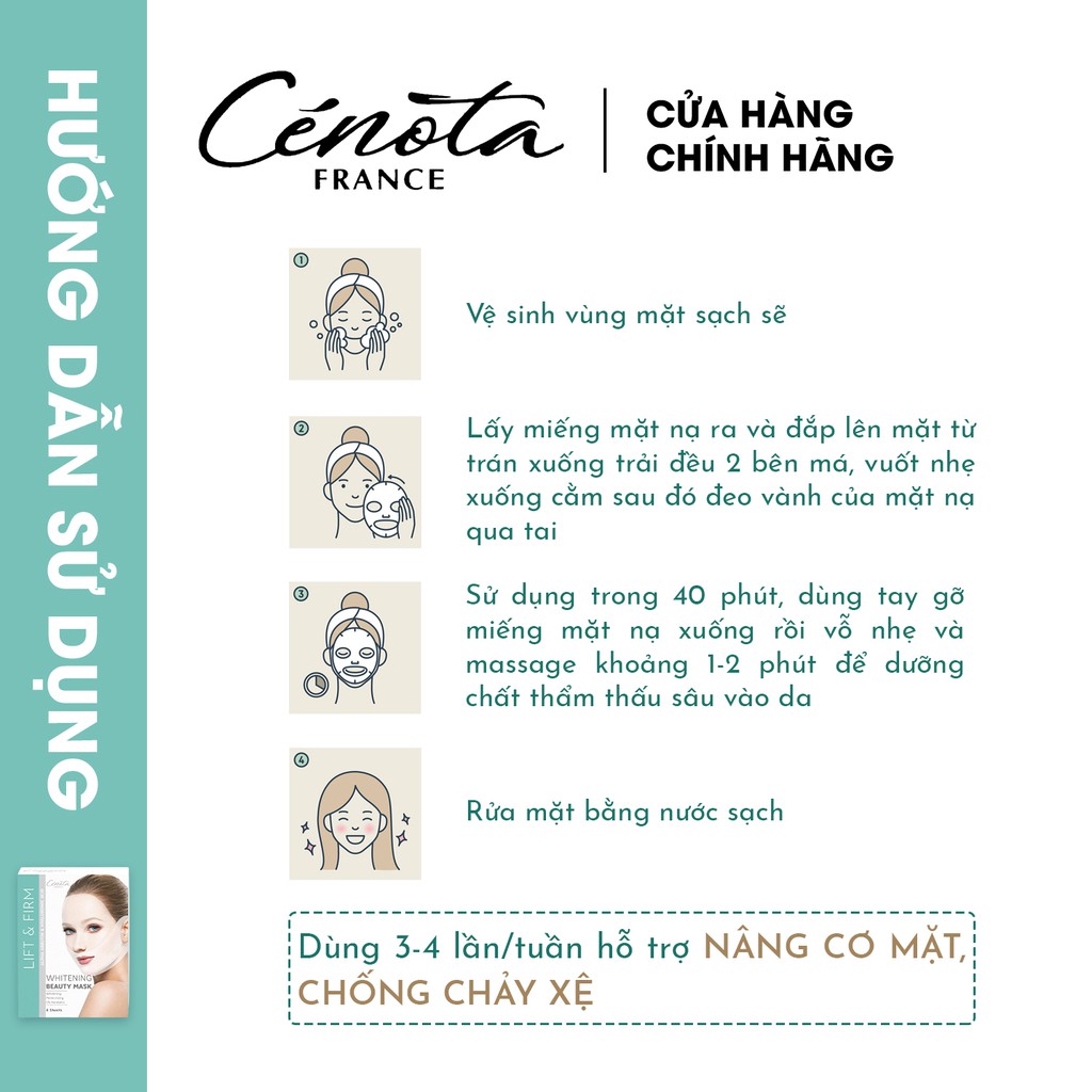 Miếng mặt nạ nâng cơ dưỡng trắng Cénota Whitening Beauty Mask 30ml