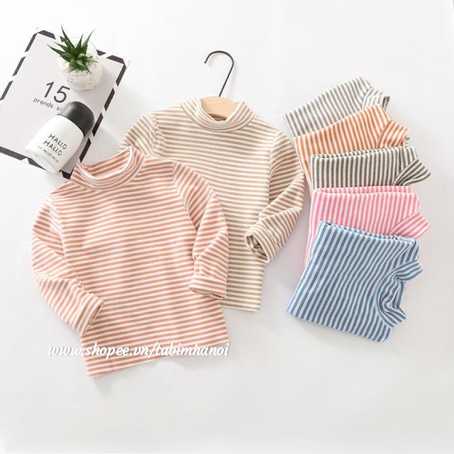 Áo cotton len kẻ cô 3p giữ nhiệt QATE362 chất đẹp cho bé trai và bé gái