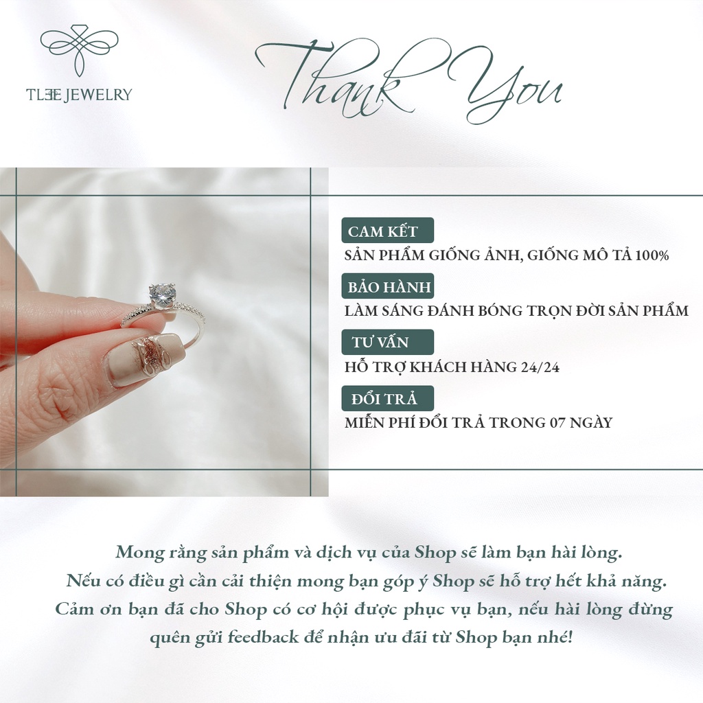 Nhẫn bạc nữ TLEE trụ đá bốn chấu nạm đá sang trọng NCJ A0157