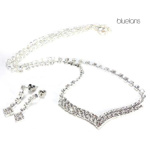 Bộ Vòng cổ + Bông Tai Đính Đá Thời Trang Cho Nữ