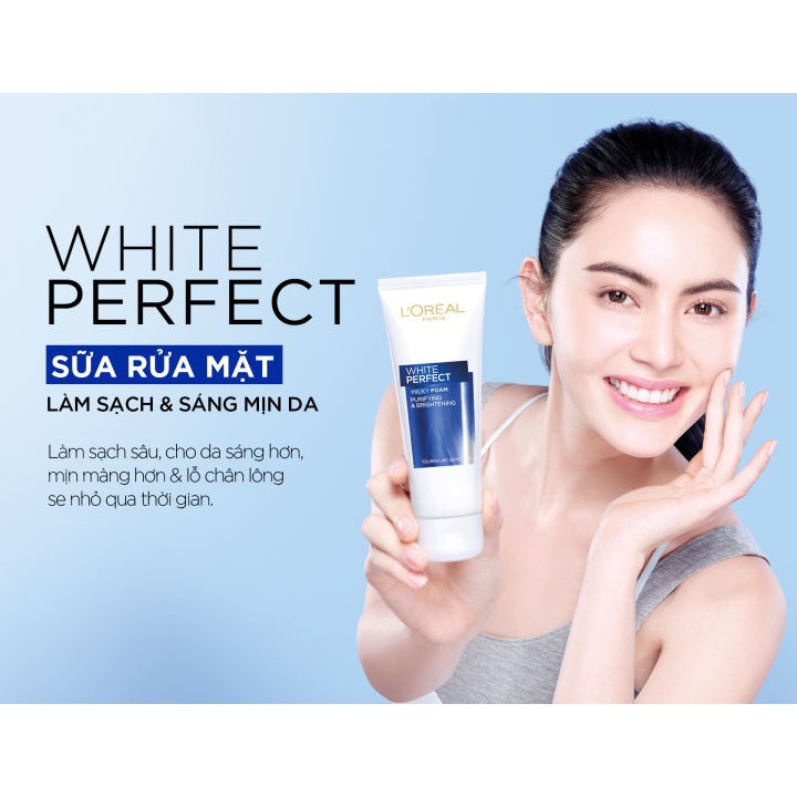 Sữa rửa mặt trắng da L'Oreal Paris White Perfect Milk foam purifying & brightening 50ml / 100ml