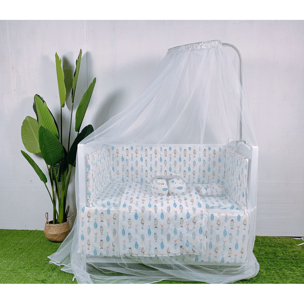 Cũi Cho Bé - Cũi Giường Gỗ Quế Tự Nhiên 100% Màu Trắng