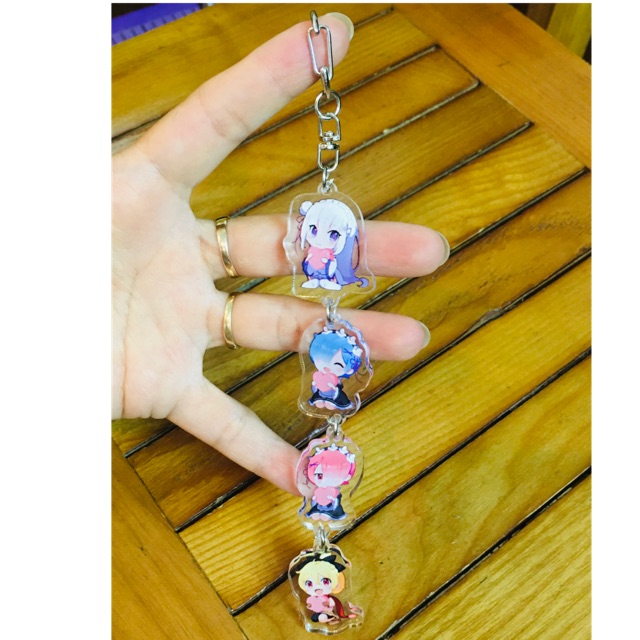 Móc khoá anime re:zero ramrem, móc khoá ramrem