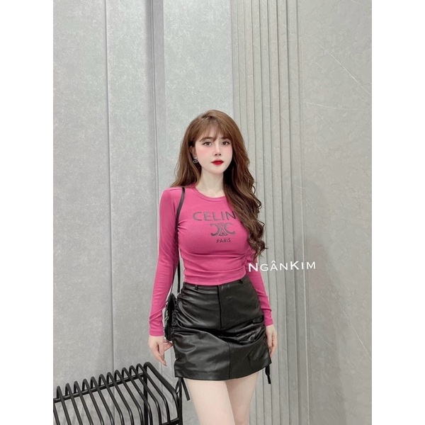 Áo Thun Croptop Tay Dài Cổ Tròn CE.LINE