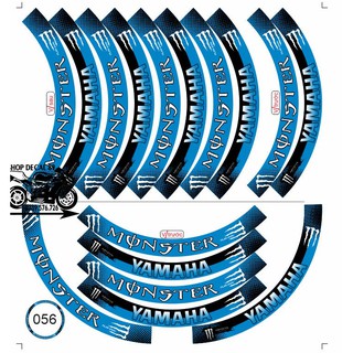 Tem vành bản to dán full ms 056 monster xanh đen - tem 3 lớp chống bay màu