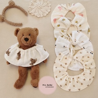 Yếm cổ tròn vải xô muslin dễ thương cho bé 3m-5y