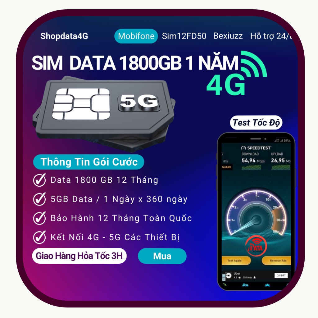 SIM VD89 ,FHappy và D500 12 Tháng( Miễn phí từ 6 đến 12 tháng vào mạng 4G và cuộc gọi )Có Video Kèm Kiểm Tra Tốc Độ 4G