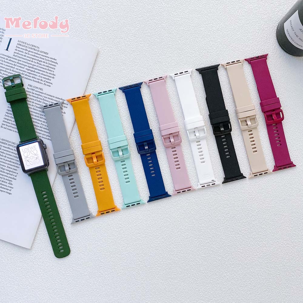 Dây Đeo Thay Thế Cho Đồng Hồ Thông Minh iwatch series 7/6/5/SE / 45/44/42/41/40/38mm Bằng silicone