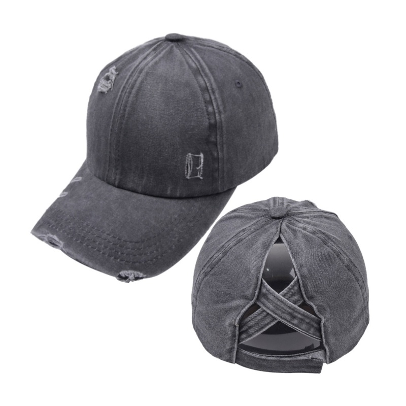 Wmmb Mũ Lưỡi Trai Cotton Chống Nắng Rách Chéo Đuôi Ngựa Có Thể Điều Chỉnh Cho Nữ