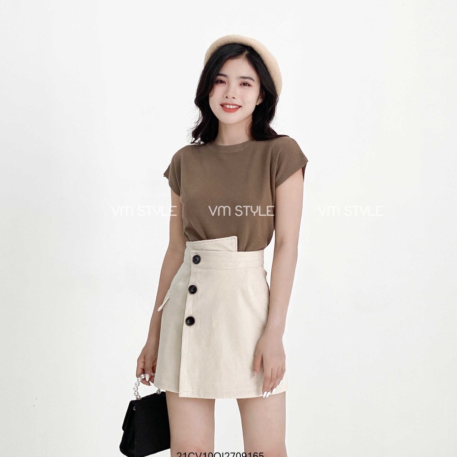 Áo len tay ngắn cổ trụ chất len mịn dày dặn phong cách hàn quốc nhiều màu Fmstyle Saigon 21ALU10K31301 | BigBuy360 - bigbuy360.vn