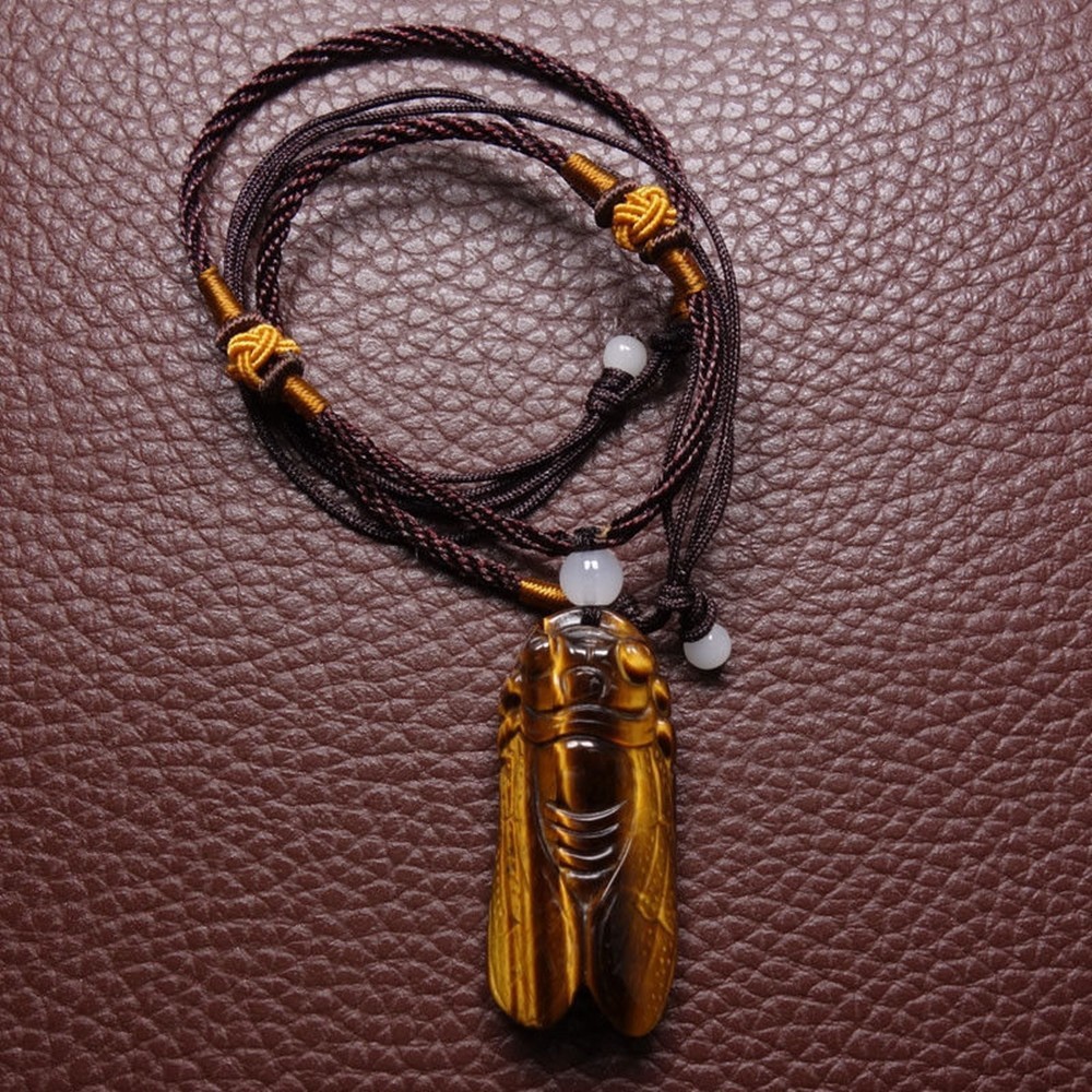 Mặt Ngọc Thiền (Ve Sầu) màu Nâu Vàng thi cử đỗ đạt Tặng kèm dây đeo MDC059 - Hợp mệnh Kim, Thổ