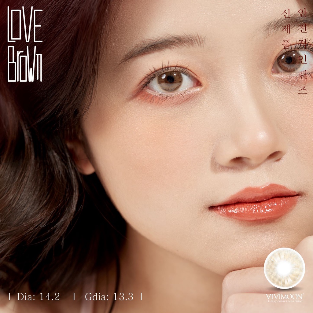 Lens Cận Nâu Tây Trong Veo Cho Mắt Thở Love Brown VIVIMOON 6 Tháng