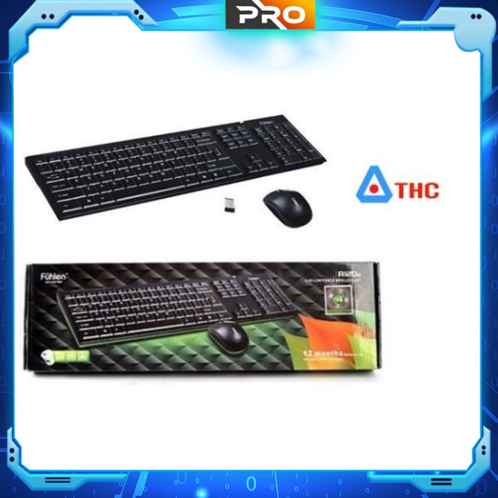 Bộ phím chuột không dây Fuhlen A120G Thiết kế chuẩn đáp ứng nhu cầu chung Hàng chính hãng Bảo hành 24 tháng