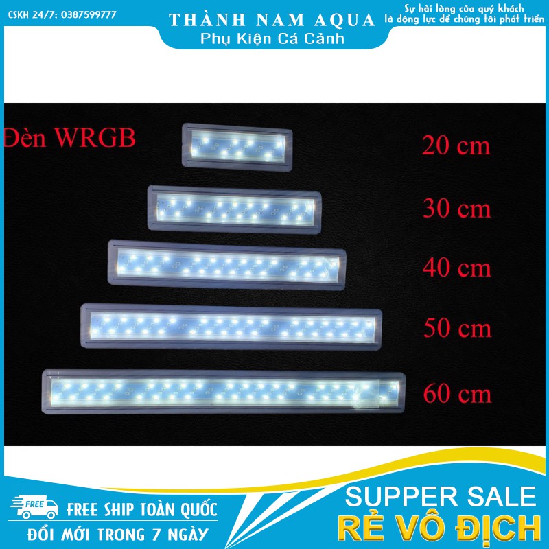 Đèn led thủy sinh 3 chế độ sáng 20cm, 30cm, 40cm, 50cm 60cm