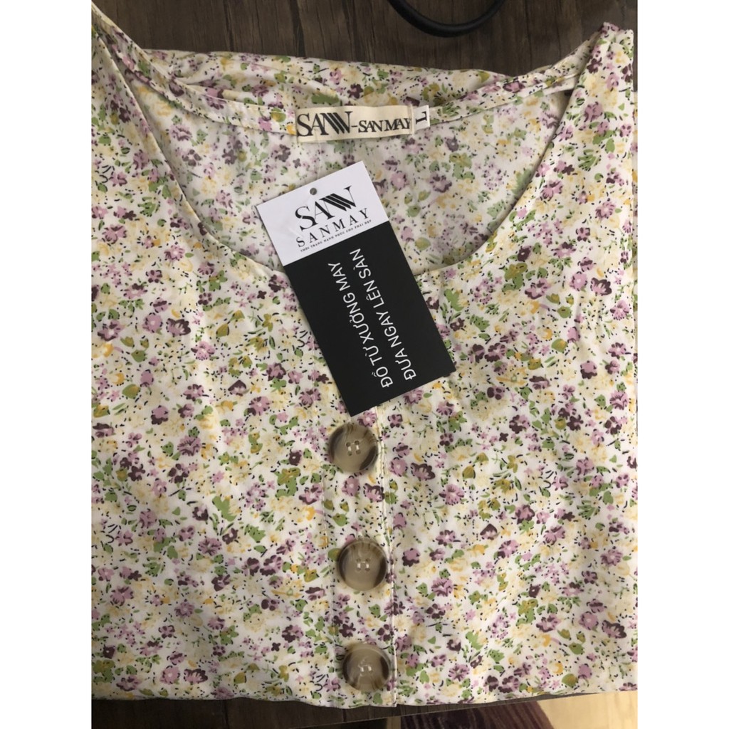 Váy babydoll hoa nhí dáng xòe tay dài, thiết kế vintage Ulzzang Hàn quốc SANMAY VD008 | BigBuy360 - bigbuy360.vn