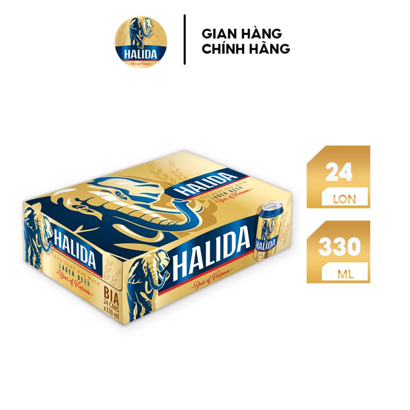 [Mã BMBAU50 giảm 7% đơn 99K] Thùng 24 lon bia Halida 330ml (24x330ml)