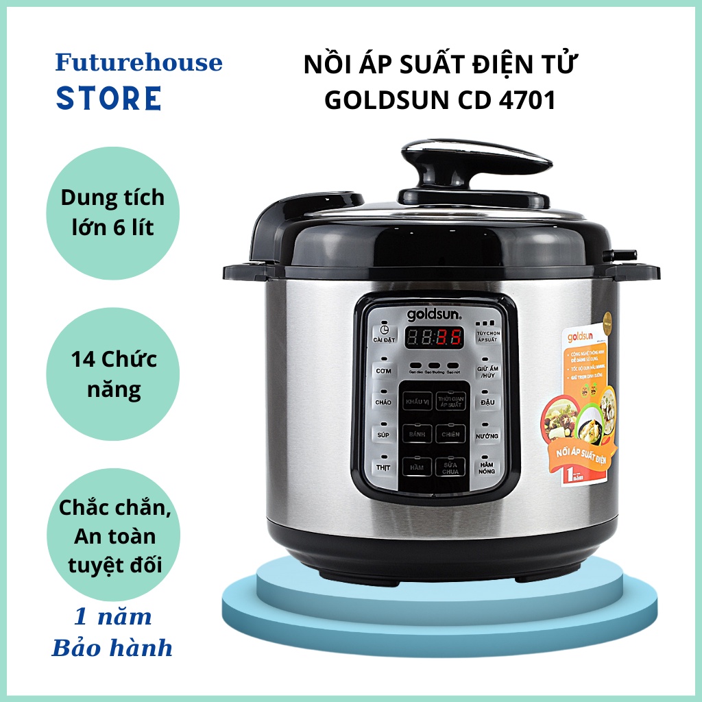 Nồi áp suất điện tử Goldsun CD4701, 14 chức năng nấu - Bảo hành 12 tháng chính hãng toàn quốc - 7 ngày đổi mới