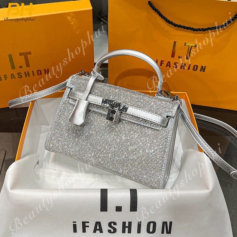 Túi Xách Đeo Vai Họa Tiết Da Cá Sấu Đính Đá Thời Trang Mới 2022 Cho Nữ