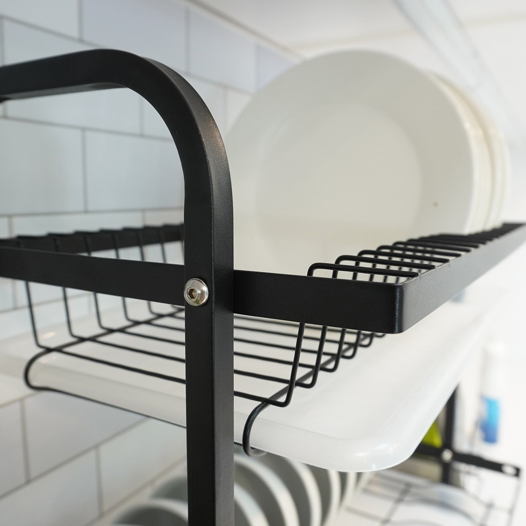 Kệ Để Chén Đĩa Inox 304 và Thép Carbon Sơn Đen VANDO Giá Bát Nhỏ Có Khay Hứng Nước | BigBuy360 - bigbuy360.vn