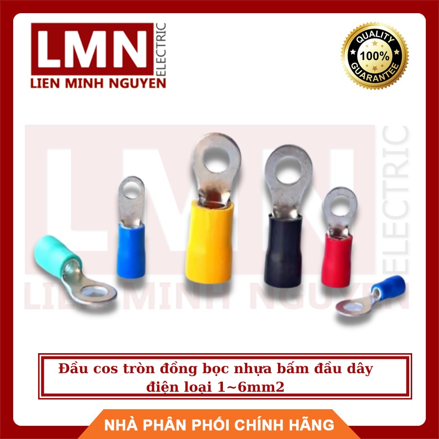 Đầu cos tròn bọc nhựa bấm đầu dây điện loại 1~6mm2 đồng thao