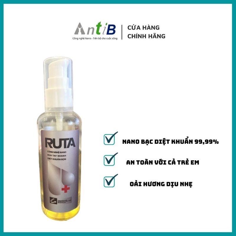 Nước rửa tay kháng khuẩn Nano bạc Ruta 100ml Chính hãng Việt Nam