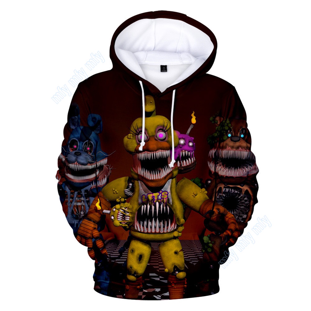 Áo Khoác Hoodie Chui Cổ In Hình Five Nights at Freddy 'S 3D Cho Bé Trai / Bé Gái
