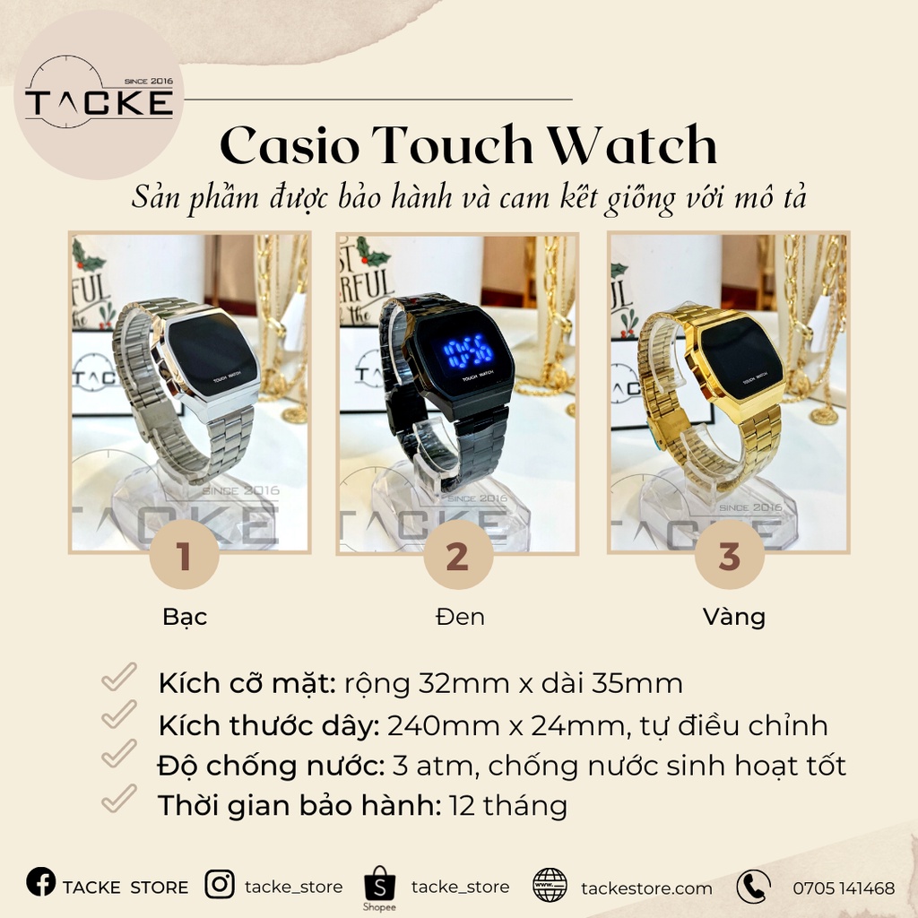 Đồng hồ nam nữ casio touch watch cảm ứng màn hình điện tử, màn hình tráng gương, chất liệu cao cấp, dây không gỉ. | BigBuy360 - bigbuy360.vn