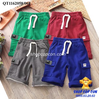 Quần short thun da cá túi hộp cho bé trai từ 10kg dến 40kg