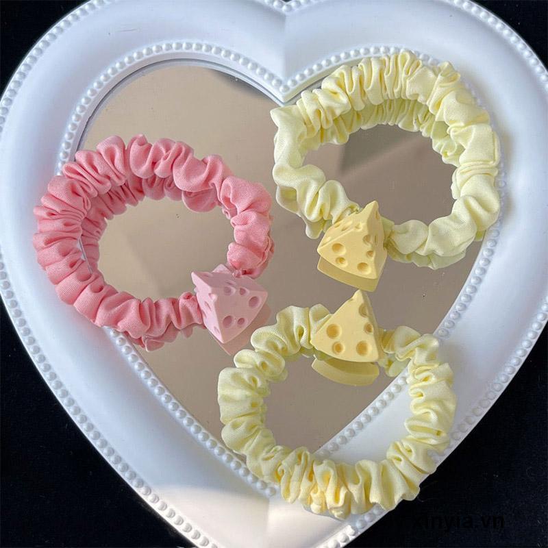 Dây Cột Tóc Cỡ Lớn Họa Tiết Hoạt Hình Phô Mai Dễ Thương 2023 Cho Nữ