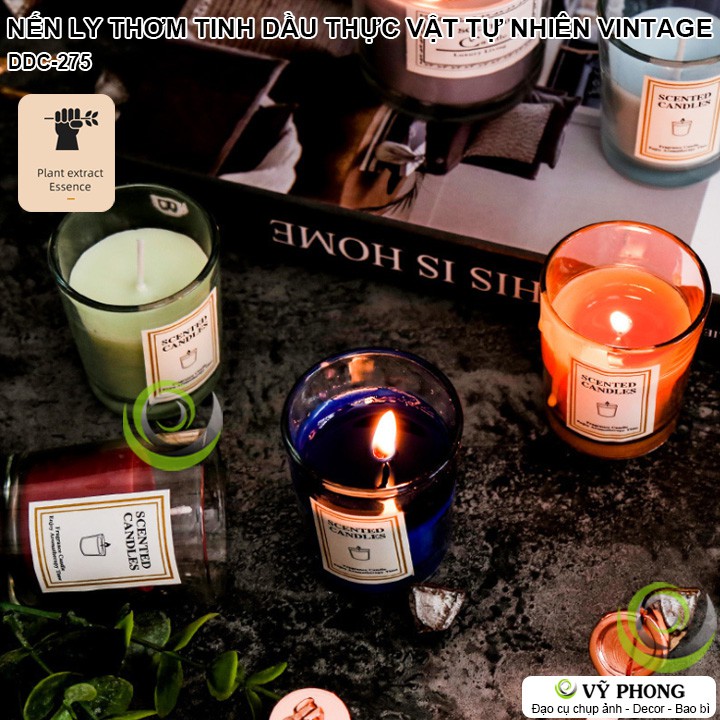 NẾN THƠM LY THỦY TINH CHIẾT XUẤT TINH DẦU THỰC VẬT TỰ NHIÊN RETRO VINTAGE NẾN SCENTED CANDLE DECOR PHÒNG KHÁCH DDC-275