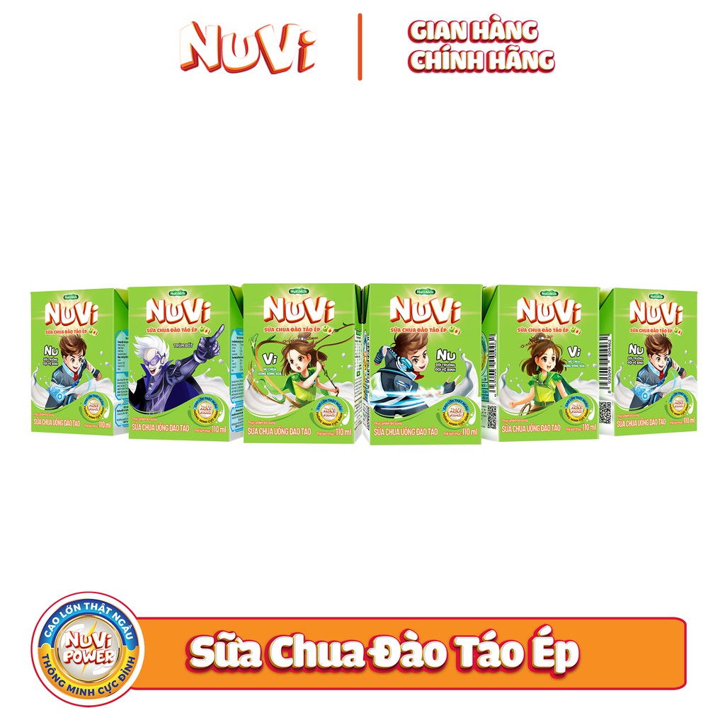 Thùng 48 hộp NuVi Sữa chua uống Đào táo hộp 110ml/hộp