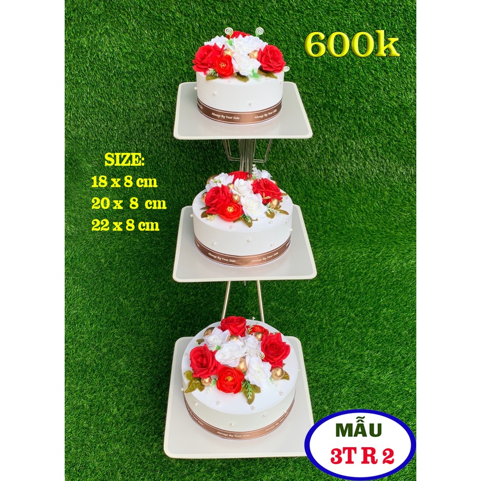 Bánh cưới 3 tầng rời mô hình, bánh giả mô hình 3 tầng, bánh cưới